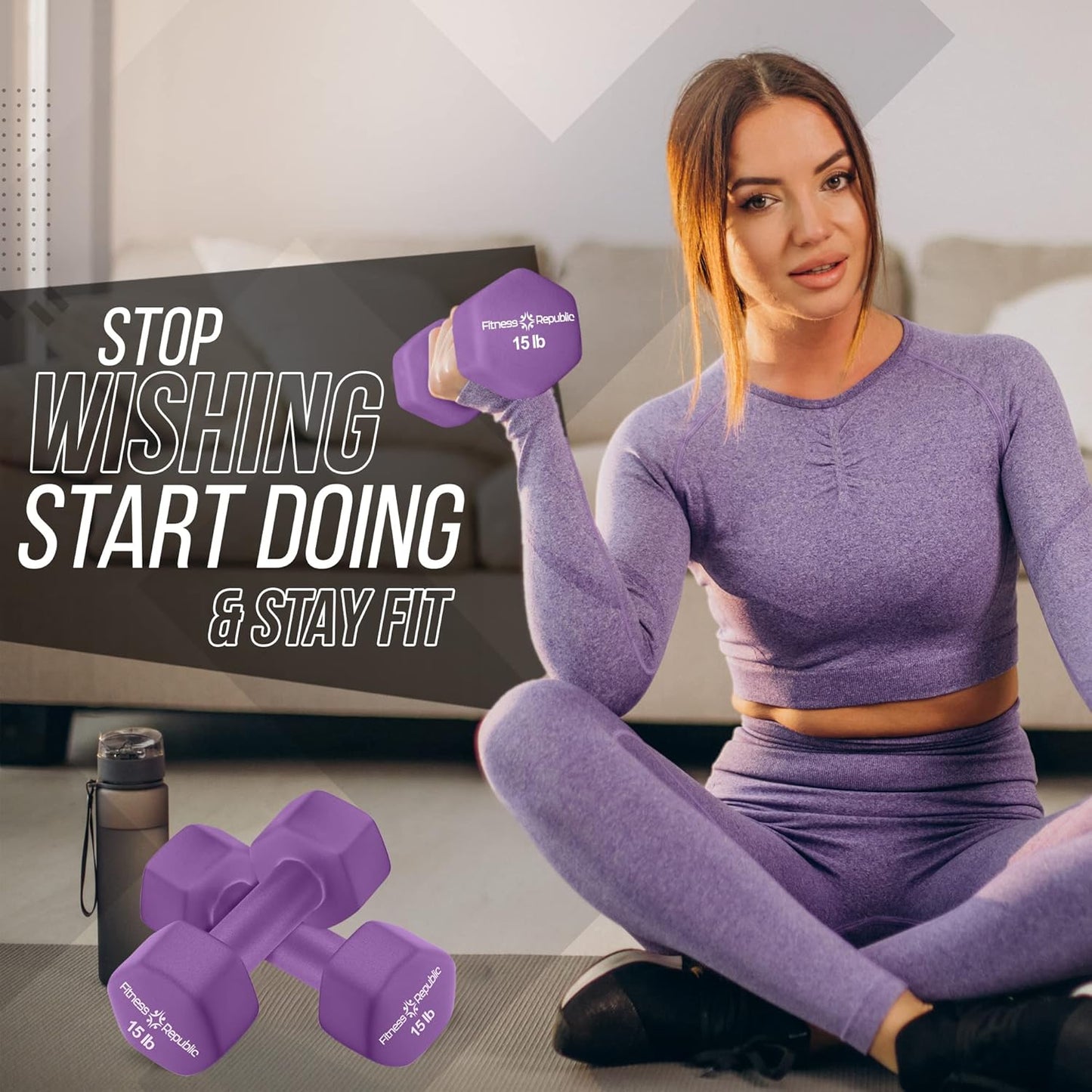 Neoprene Dumbbell Set of 2, Non-Slip, Hex Shape, Free Weights for Muscle Toning and Strength Building - Portable Home Gym Hand Weights