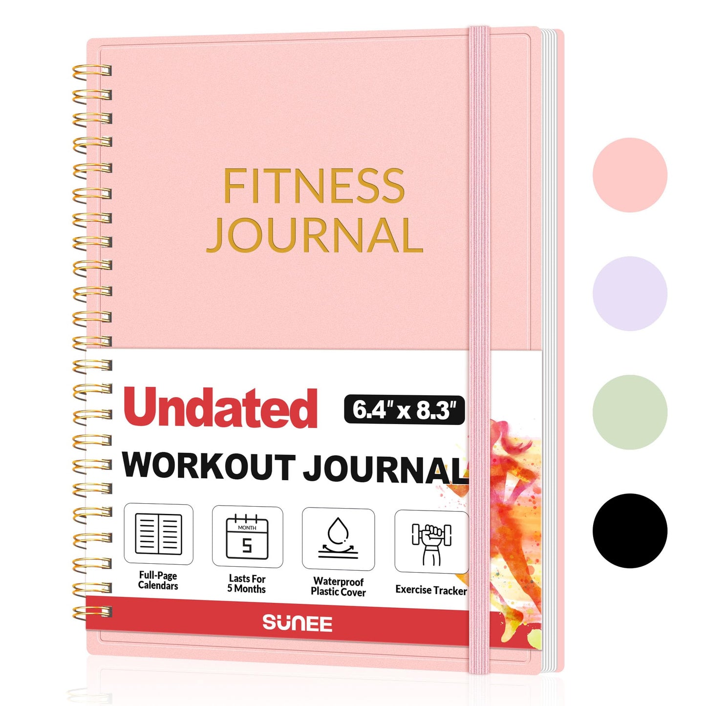 Fitness Journal Workout Planner for Women & Men, A5 (6.4" x 8.3") Workout Journal Log Book Planner Gift for Track Gym Essentials, Home Workouts, Track Progress, Achieve Wellness Goals, Pink