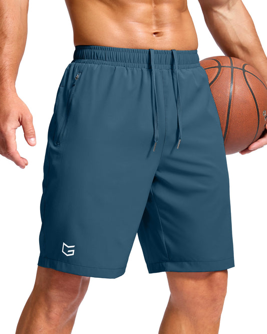 G Gradual Men's Athletic Running Shorts with Zipper Pockets Quick Dry 7"/ 5"/ 9" Workout Gym Shorts for Basketball Hiking(Dusty Blue,9S)