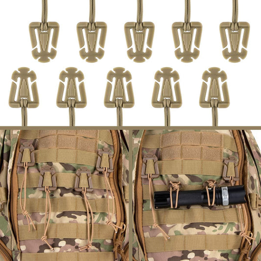 IronSeals 10 Pack Triangle Shape Tactical Gear Clip Backpack Webbing Attachments for 1 inch Molle Webbing