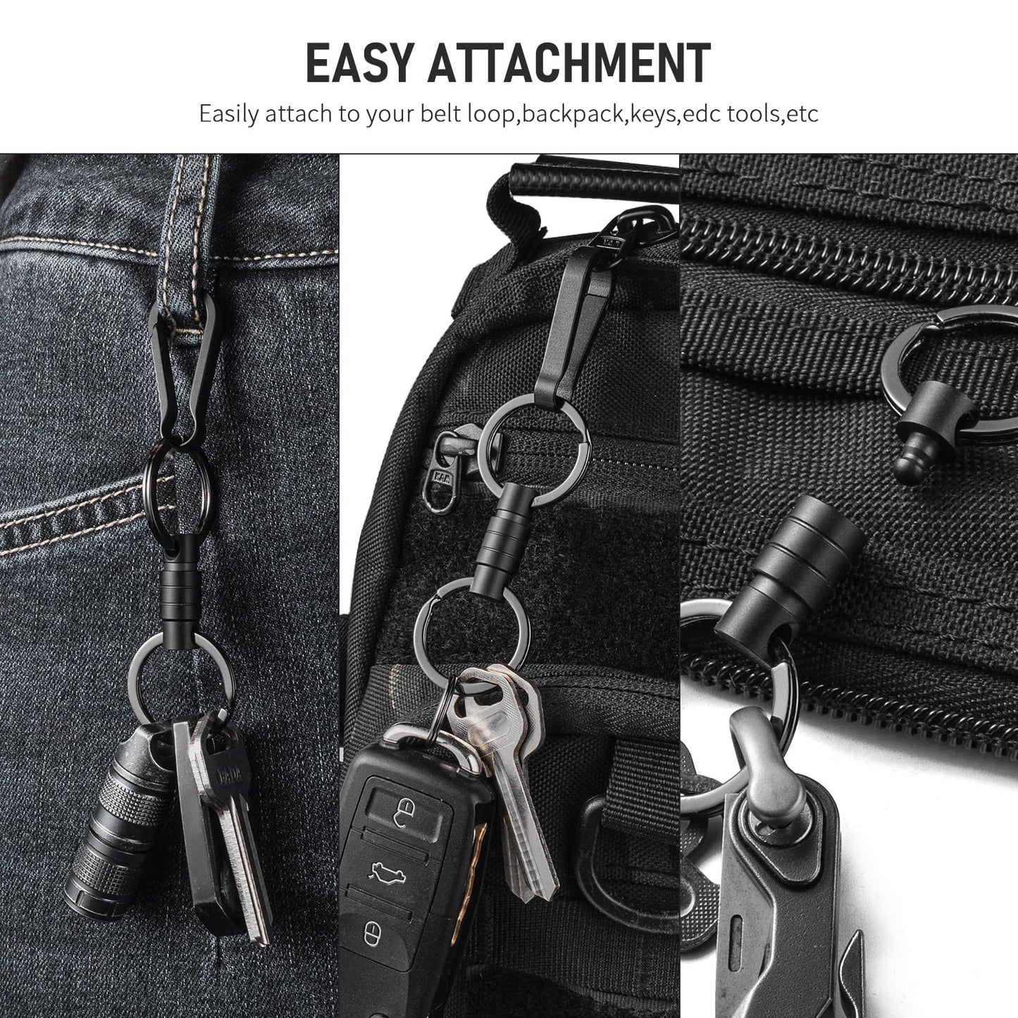 FEGVE Titanium Key Belt Clip Titanium Quick Release Keychain