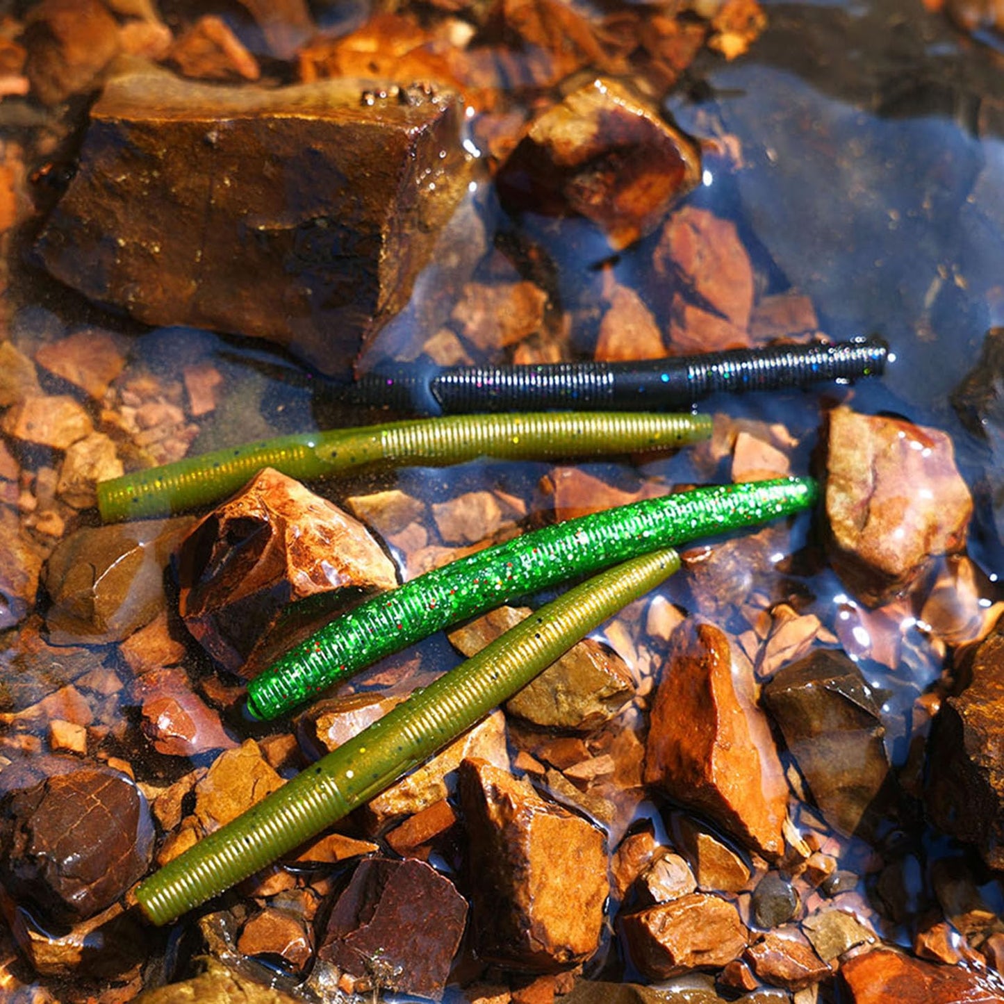 Famillcase 10pcs Senko Worms for Bass Fishing | 3.93-Inch Soft Plastic Baits for Freshwater & Saltwater - Wacky Rig & Texas Rig Finesse Lures | Watermelon Color