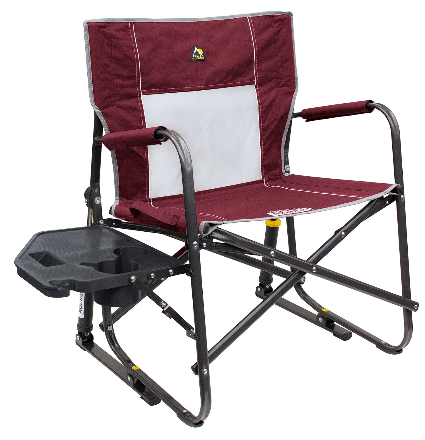 GCI Outdoor Freestyle Rocker Folding Camp Chairs, Rocking Chair and XL Rocking Chair with Side Table
