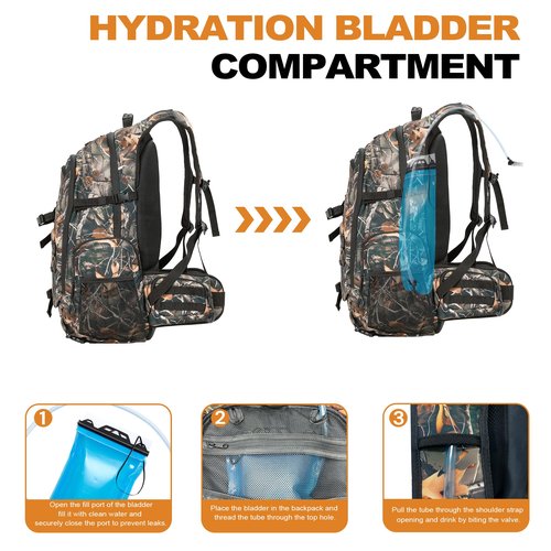 UNIHIMAL Hunting Backpack for Men, Waterproof Camo Backpacks for Hunt with Rain Cover, Durable Large Capacity Day Pack Hunting Gear Accessories for Men