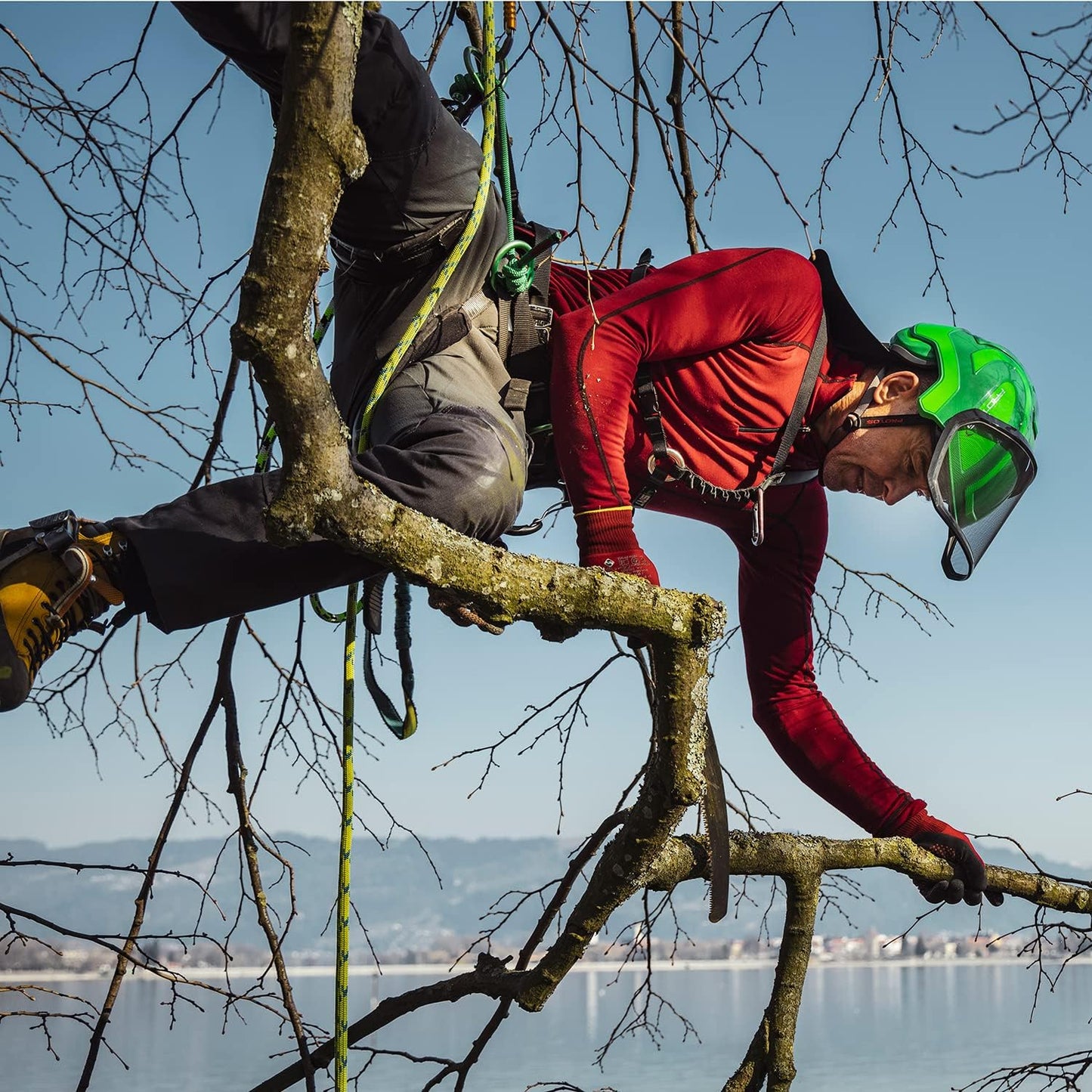 Protos Integral Arborist Helmet - Lightweight Safety Gear in Blue & Neon Yellow