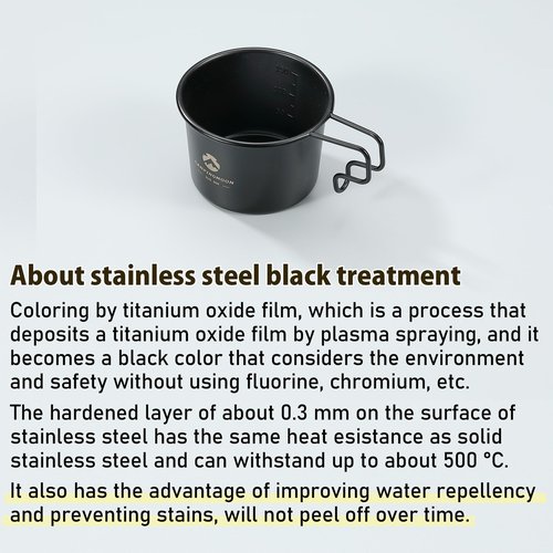 CAMPINGMOON 2pcs 160ml Little Camping Mug Cup 304 Stainless Steel Small Black BKS-180-2P
