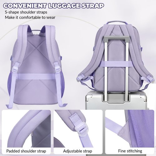 Lanola Basic Multi-Pocket Multipurpose Casual Backpack Water Resistant Bag for Business Travel Hiking Daypack - Dark Blue