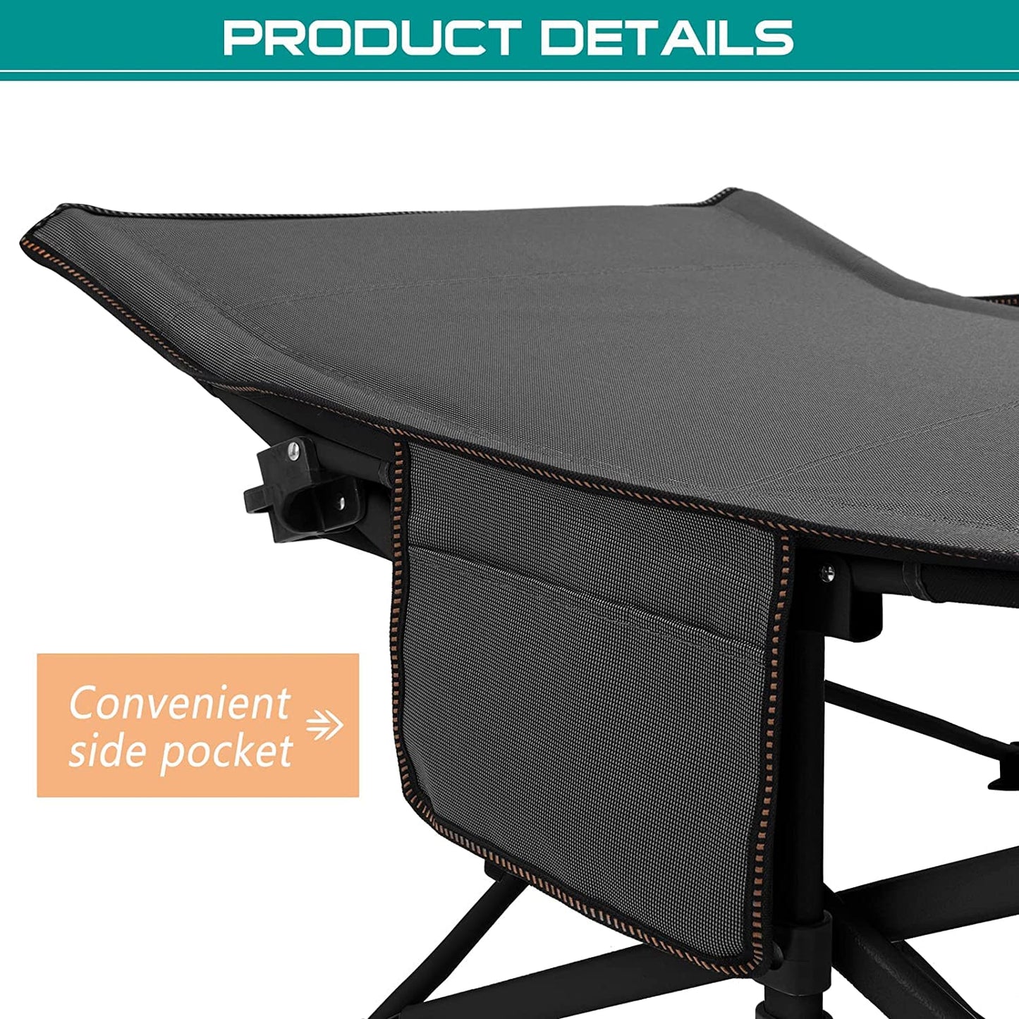 DRMOIS Camping cots, Oversized 32inch Width Portable Foldable Outdoor Bed for Adults Kids, Cot for Traveling Gear Supplier, Office Nap,Support 900 lbs-with Sleeping Pad Mattress-Black, XXL Size