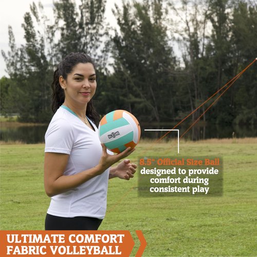 Hall of Games 20-ft Outdoor Volleyball Net and Carrying Bag Set with Adjustable Steel Poles and Official Size Volleyball Perfect for Backyards