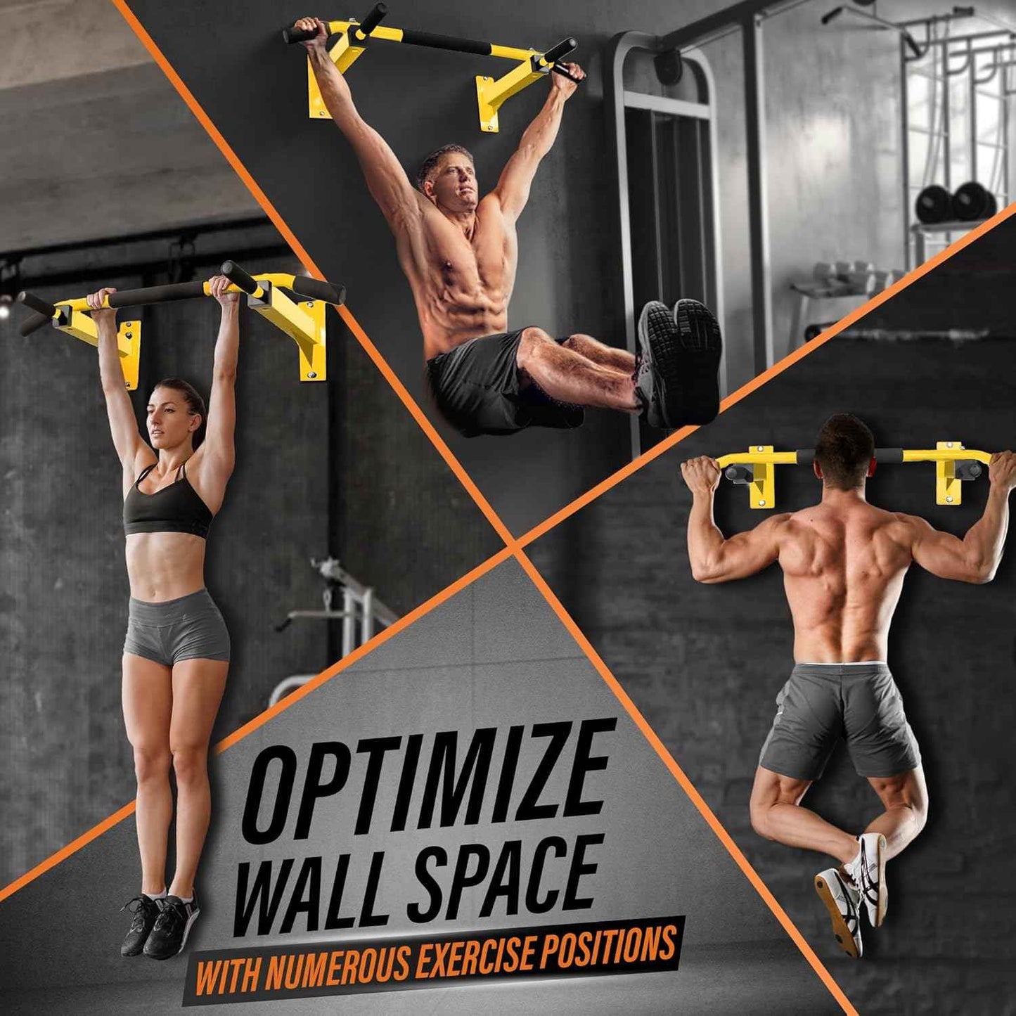 Wall Mounted Pull Up Bar - Multifunctional Home Gym Strength Training Equipment