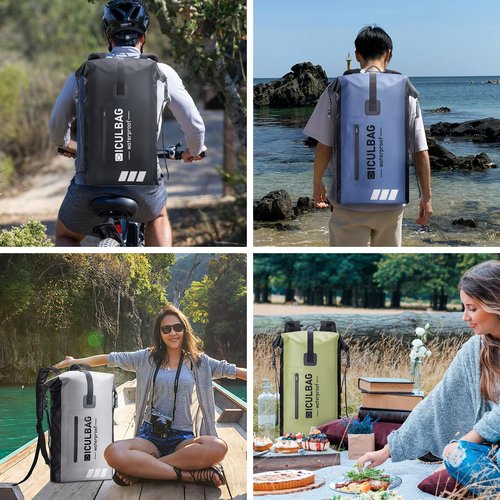 iculbag Dry Bags for Kayaking Waterproof Backpack for Women Men Waterproof Bag For Kayaking Boating Beach Travel Dry Bag Gray 20L