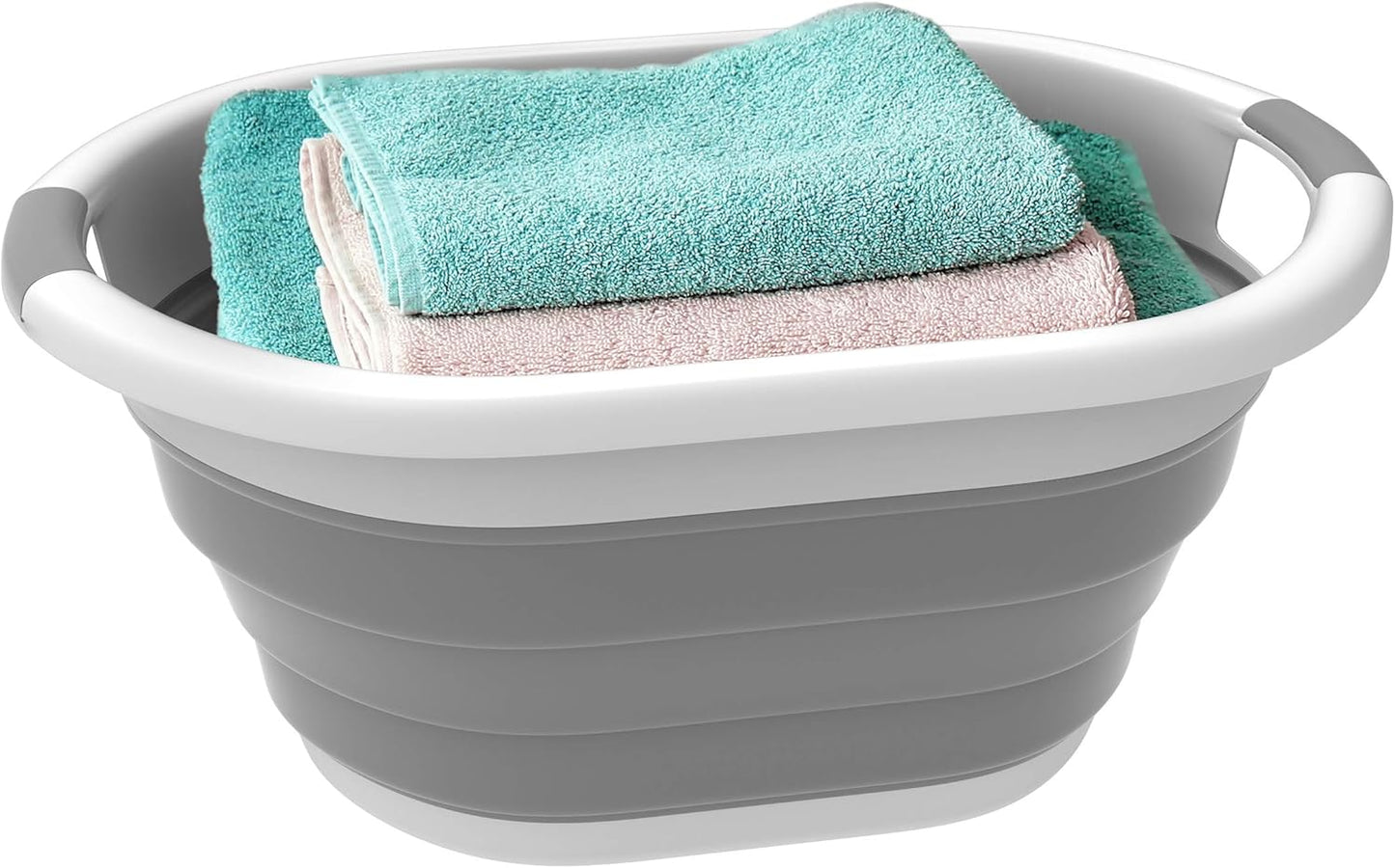 Trademark Home Collection Wakeman 75-CMP1062 Outdoors Collapsible Wash Basin, Dish Tub, Ice Bucket, Portable Basket & Comfort Handles for Camping, Tailgating, More (Gray), 24.25” x 12.5” x 11”