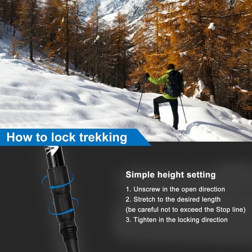 Ultralight Aluminum Trekking Poles-Collapsible Hiking Poles,Comfort Handle with Rubber Grips,Lightweight Folding Outdoor Walking Sticks for Adult&Children,Hiking,Camping,Backpacking-2 Packs