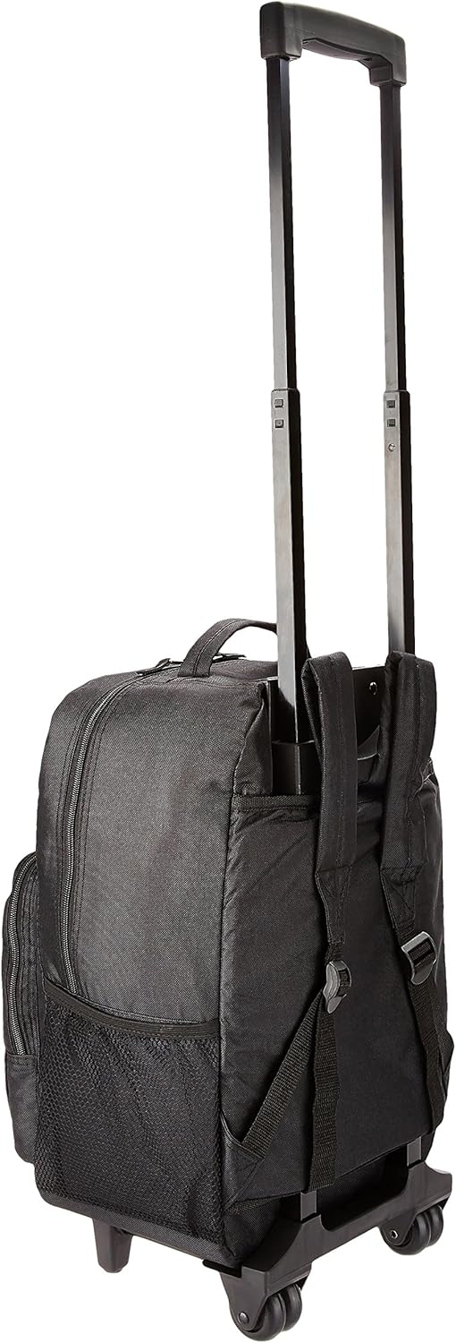 Rockland Double Handle Rolling Backpack, BLUELEOPARD, 17-Inch