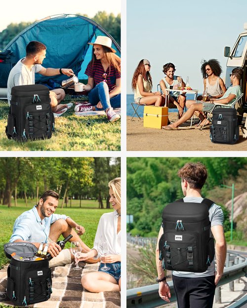 Yuleee Tactical Cooler Backpack - 30 Can Insulated Waterproof EVA Ice Bag, Leakproof Lightweight Portable Cooler for Camping, Beach, Travel, Picnic, Hiking, Black