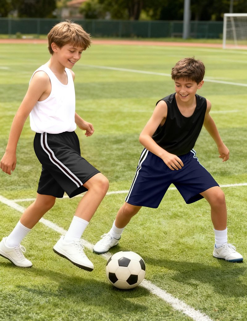 Somaibo Boys Athletic Shorts, Kids Basketball Quick Dry Mesh Short for Youth Soccer Gym Sports Running Black