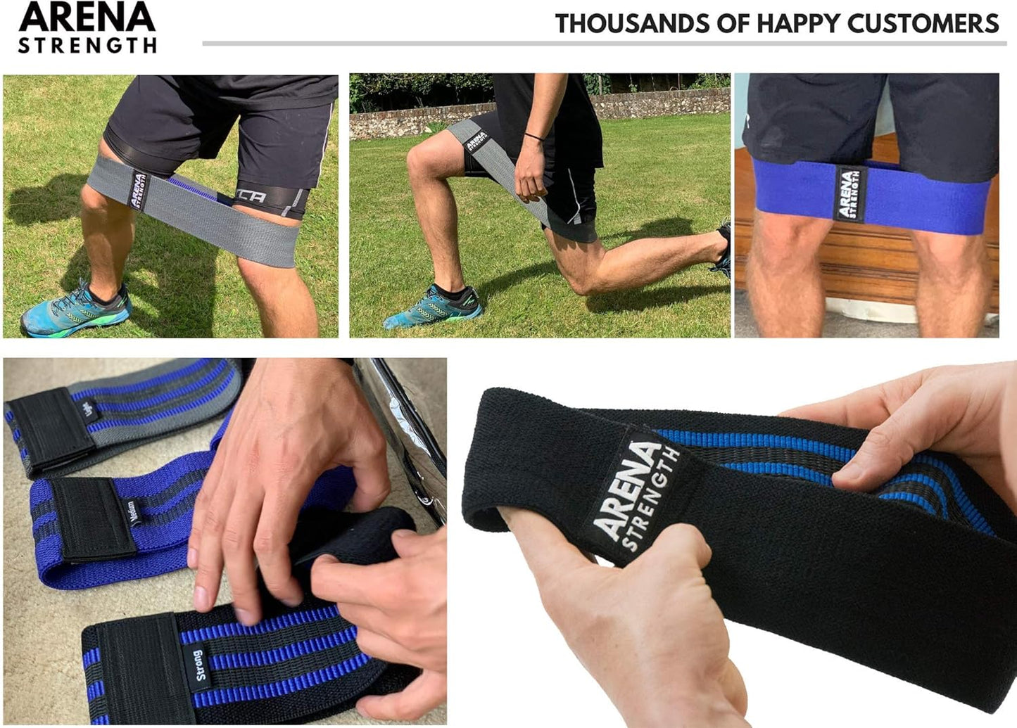 Arena Strength Fabric Booty Bands - Fabric Exercise Bands for Legs and Butt | Fabric Resistance Bands | Hip Resistance Bands with Workout Guide and Carry Case
