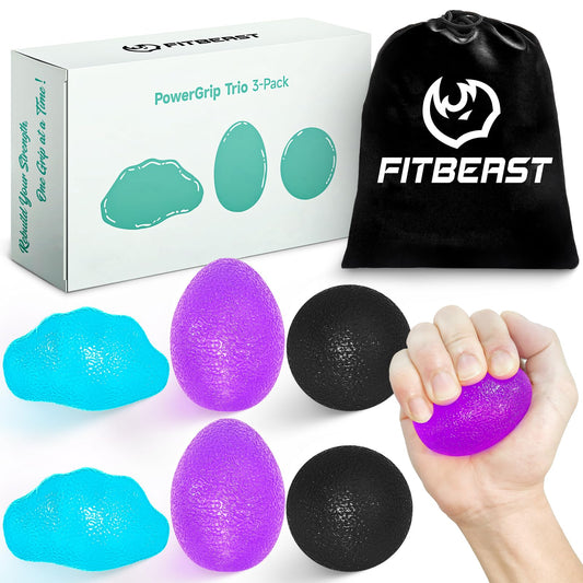 FitBeast Stress Balls for Adults, Hand Exercise Balls 6 Pack, Stress Relief & Grip Strength Trainer, Squishy Balls & Squeeze Balls for Arthritis, Carpal Tunnel, Hand Therapy with 3 Resistance Levels