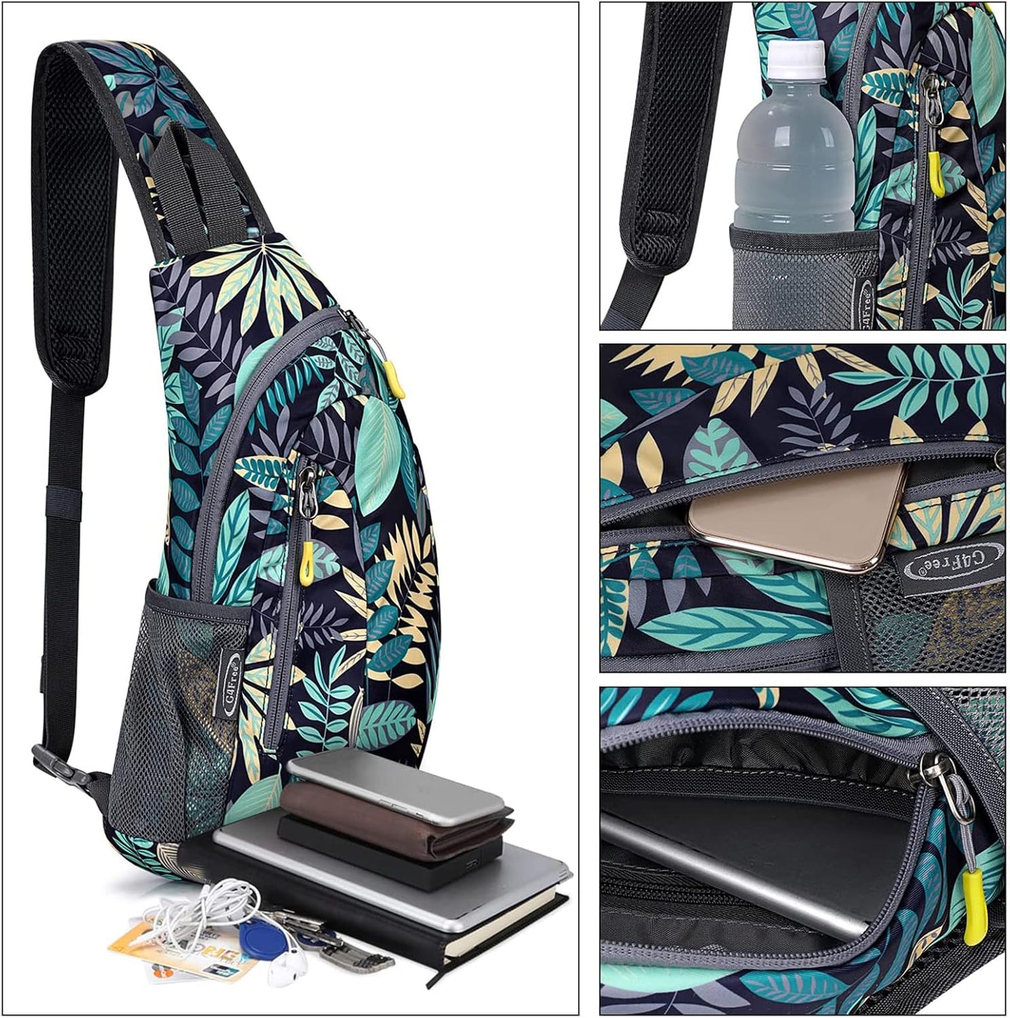 G4Free Sling Bag for Men Women, Small Crossbody Backpack Lightweight Chest Shoulder Bags for Travel, Outdoor and Sports (Black)