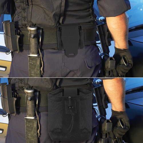 Molle Dump Pouch, Collapsible Mesh Drawstring Pouch Multifunctional Molle Tool Pouch Recycling Pouch Dump Bag for Molle Belt Vest Backpack Outdoor Activities (Black)