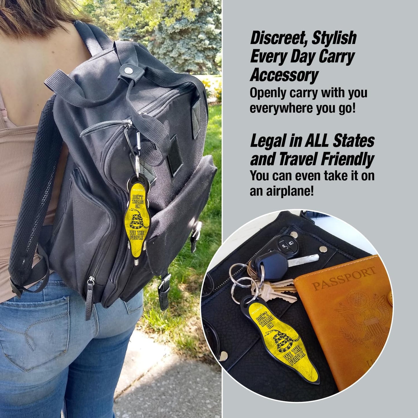 MUNIO Self Defense Keychain – Lightweight, Stylish & Portable Safety Tool for Women & Men – Non-Lethal Kubotan, Easy to Use, TSA Approved – Made in USA