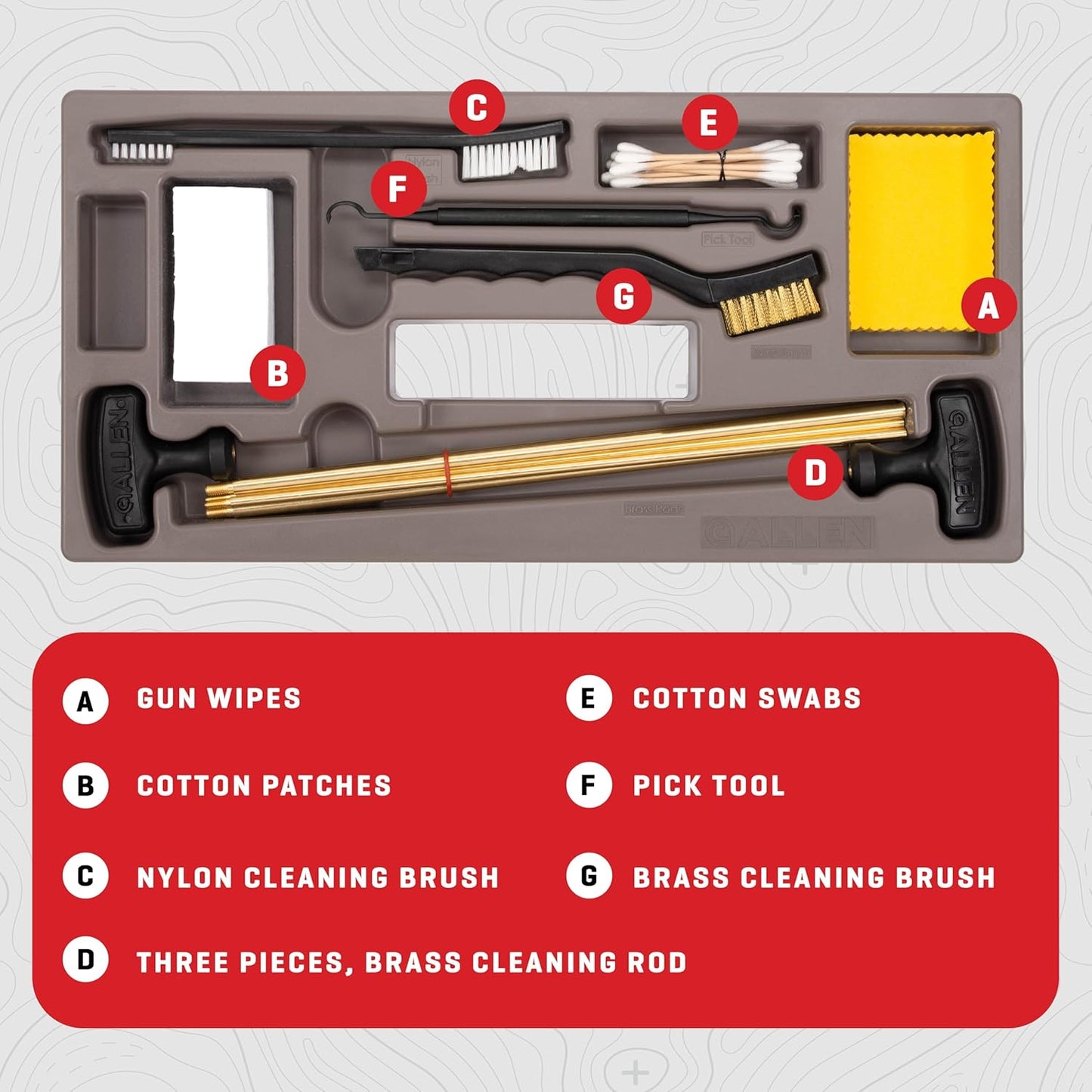 Allen Company Universal Gun Cleaning Kit & Tool Box - Rifle, Shotgun & Handgun Gun Cleaner Kit - 65-Piece - Gun Accessories for Men and Women - Cleaning Kit Gun Case - Black