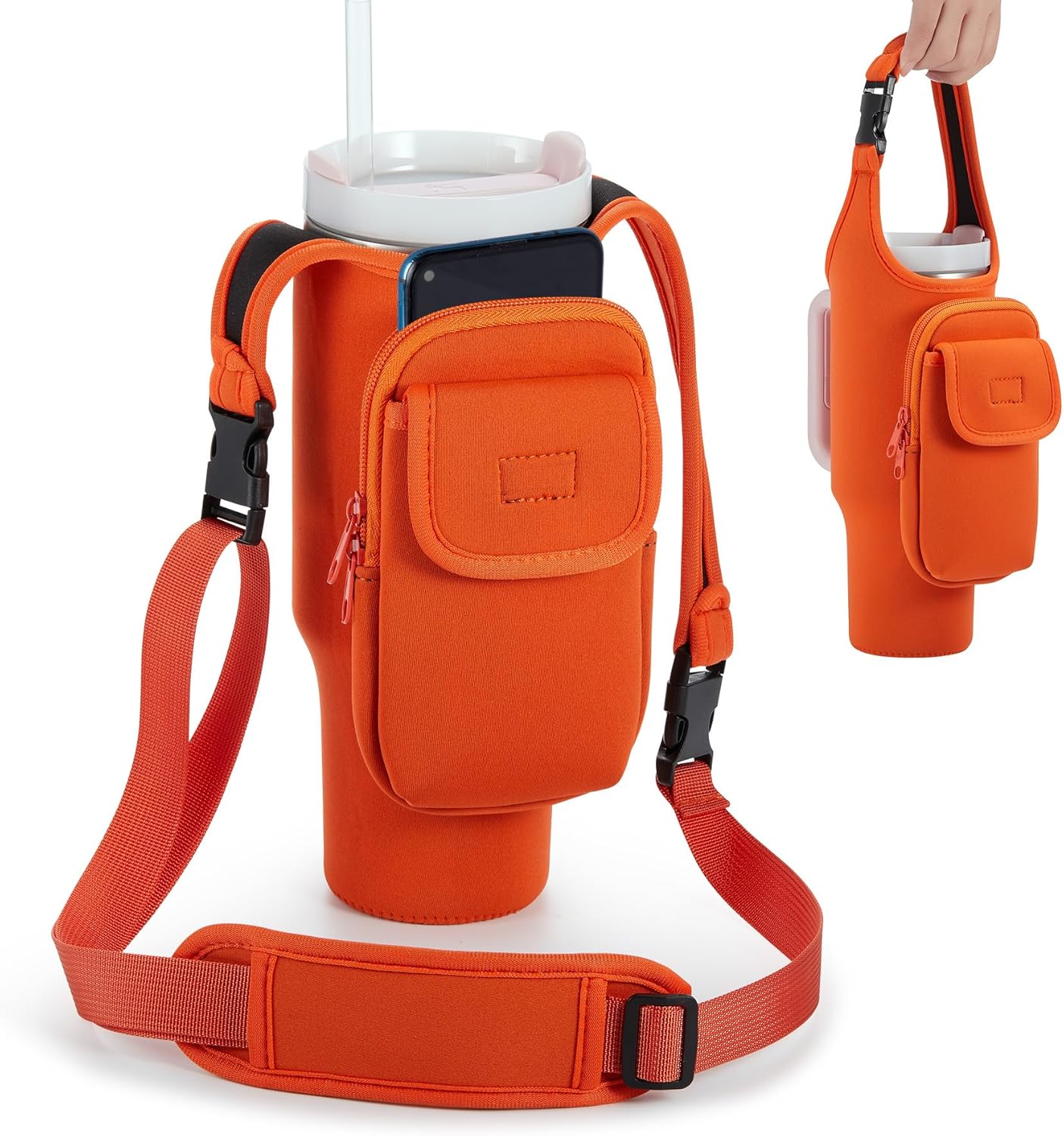 Insulated Neoprene Carrier Bag for Stanley 40/30oz Tumbler | Phone & Flap Pockets