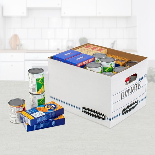 Bankers Box 6 Pack (0071303) STOR/FILE Basic Duty File Storage Boxes, Standard Assembly, Lift-off Lid, Letter/Legal, White/Blue