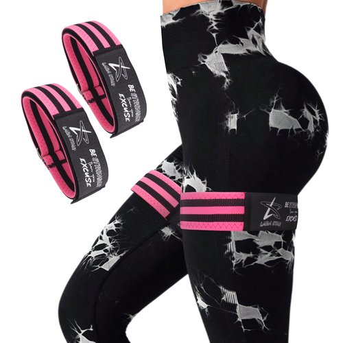 BFR Occlusion Bands for Women Glutes (Pink),Blood Flow Restriction Bands for Legs, Butt & Hip Building, Workouts, Best Fabric Resistance Bands for Squat Butt & Thigh