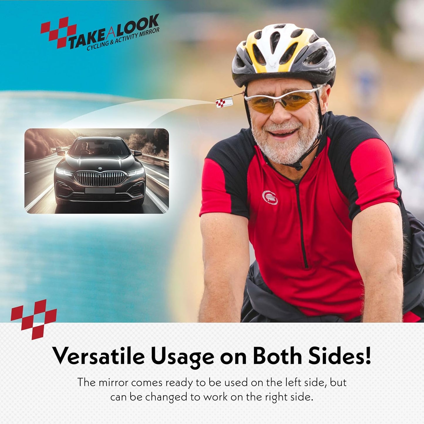 Take A Look Active Compact Activity Mirror for Sunglasses or Bike Helmet Visors Rear View Mirror for Cycling and Other Outdoor Activities