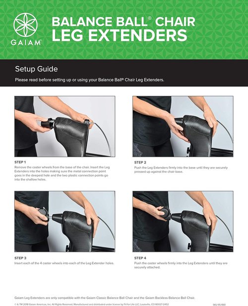 Balance Ball Chair Leg Extenders for Gaiam Classic & Backless Chairs - Enhance Stability