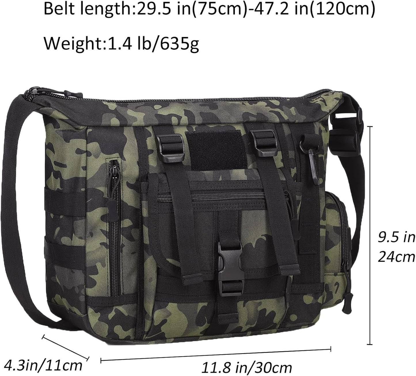 ArcEnCiel Tactical Messenger Bag Men MOLLE Sling Shoulder Pack with Patch