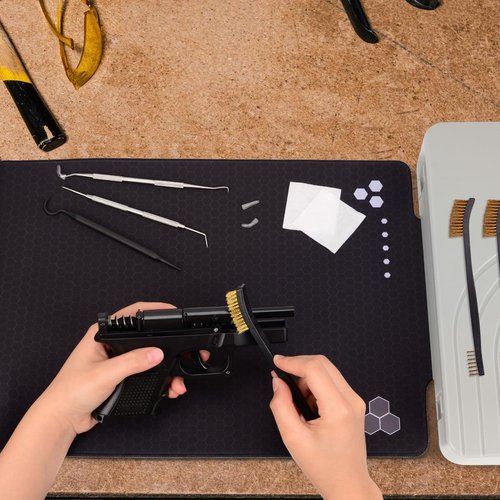 BOOSTEADY Gun Cleaning Mat 36 x 12”, Non-Slip Workbench Pad, Large Surface Gun Mat in Storage Box