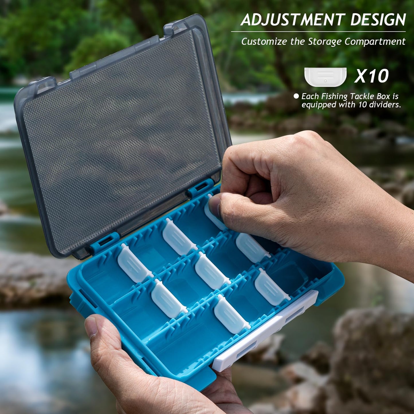 QualyQualy Fishing Tackle Box, Small Tackle Box Organizer with Removeable Diveders, 2 in 1 Mini Fishing Hook Organizer, Plastic Storage Fly Box