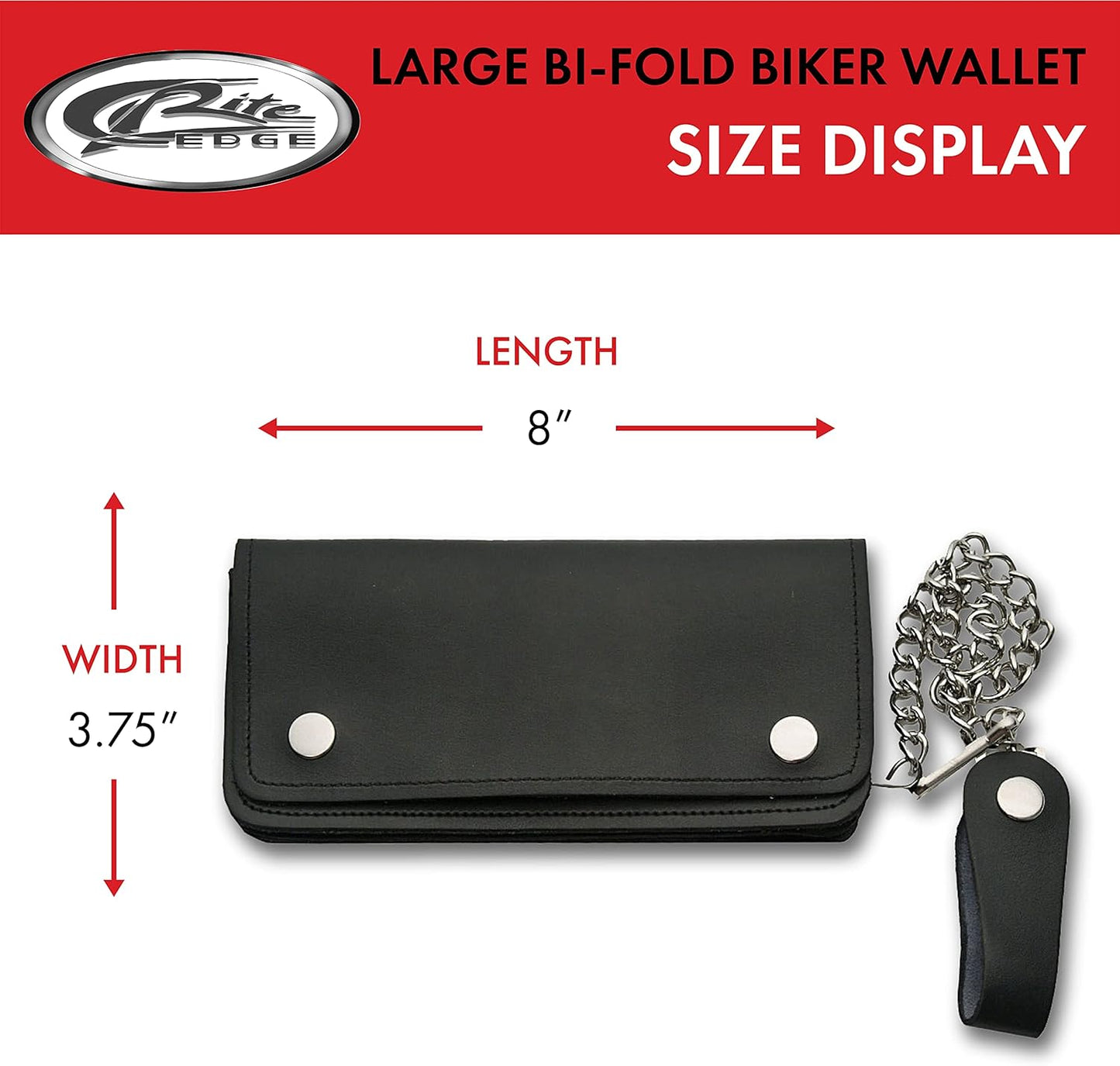 SZCO Supplies Large Bi-Fold Biker Wallet, 8x3.75-Inch , Black