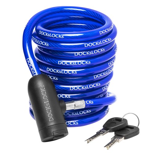 DocksLocks Coiled Security Cable with Key Lock (5’, 10’, 15’, 20’ or 25’ Lengths), Weatherproof Multi-Purpose Anti-Theft Protection for Kayaks, Bikes, Paddleboards, Scooters, Equipment and More 10ft