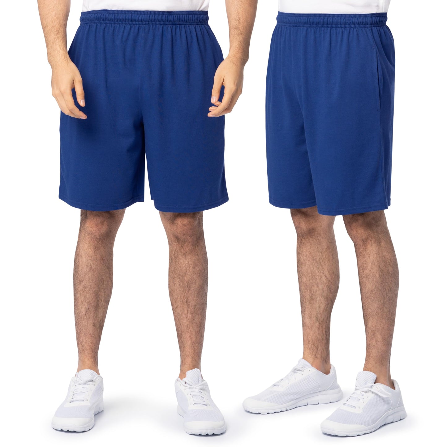 Fruit of the Loom Men's Eversoft Cotton Shorts with Pockets (S-4XL), 2 Pack-Blue, Medium