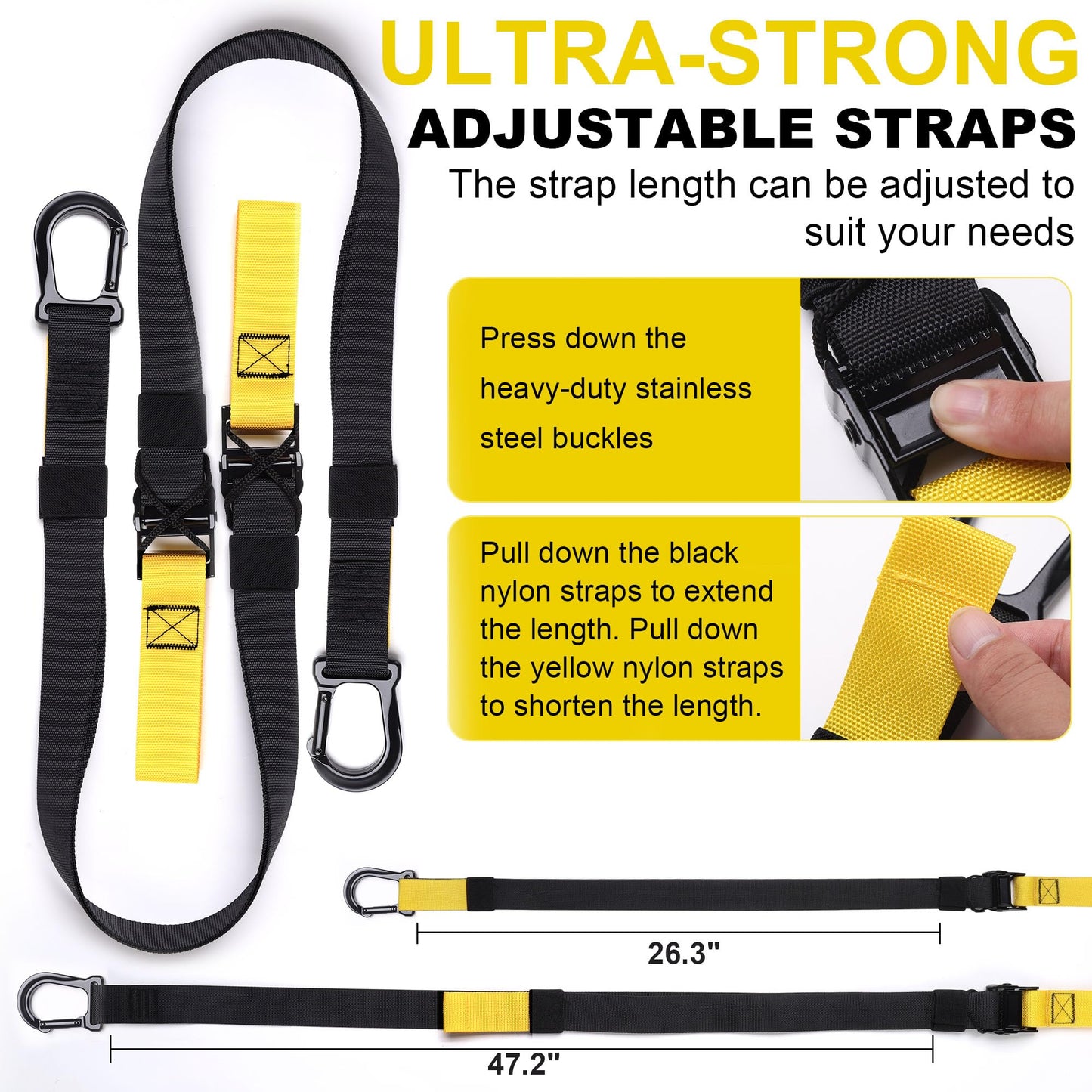 Home Resistance Training Kit | Full-Body Workout with Suspension Trainer Straps, Door Anchor, Handles, and Carrying Bag | Complete Home Gym Equipment (Yellow)
