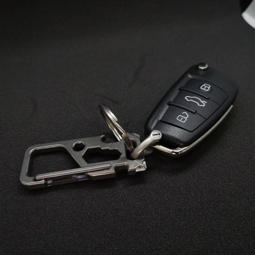 Titanium Carabiner Clip for Keys,Multifunctional EDC Keychain with Keyring,Backpack Accessory,Cool Gadget for Daily Use (04 Grey-Dring)
