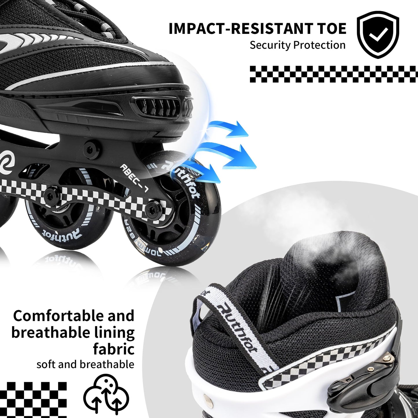 Ruthfot Adjustable Inline Skates for Boys and Girls with Full Light Up Wheels, Outdoor Rollerskates for Kids and Women