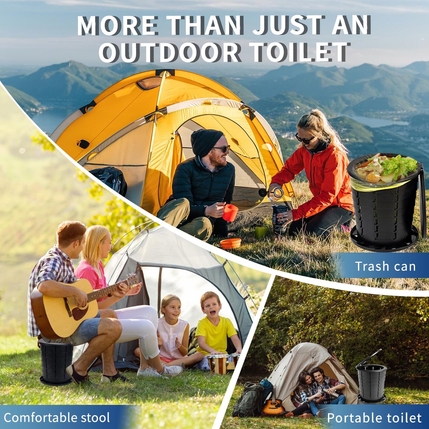 SMEKLYN Portable Toilet Kit for Adults, Retractable Camping Toilet with Wearable Privacy Tent Outdoor Travel Toilet with Privacy Shelters Folding XL Potty with Adjustable Height for Hiking,Car,RV
