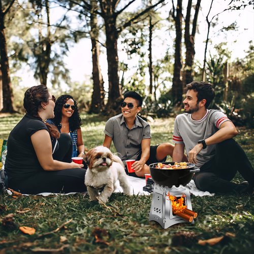 VODA Camping Backpacking Stoves Portable Wood Stove for Outdoor Wood Burning Camping Cooking Light Weight Backpacking Stainless Steel Stoves for BBQ Picnic