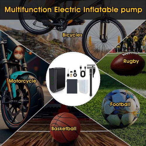 Bike Pump Mini Portable Bicycle Pump 100PSI, Air Pump 1260mAh Battery, Suitable for Electric Cars, Motorcycles, Bicycles, and Balls…