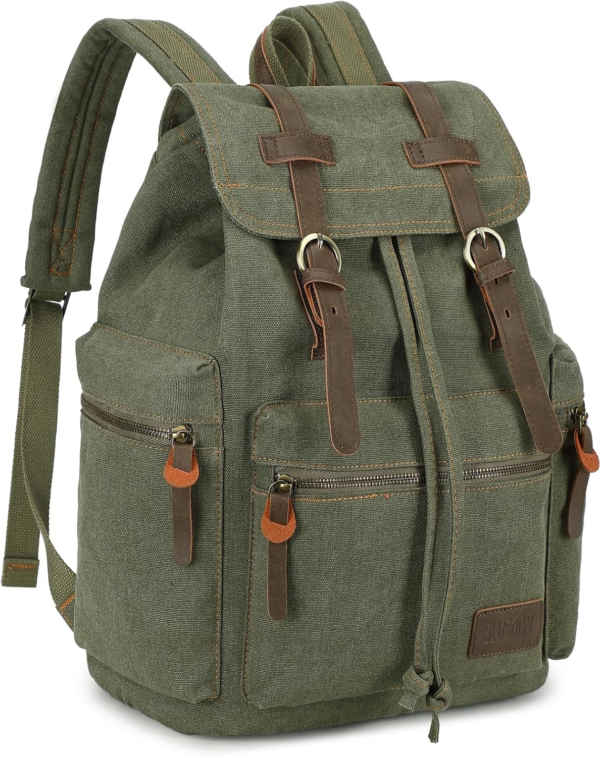 Vintage Leather Trim Backpack for Men & Women | Casual Travel Rucksack for Laptops