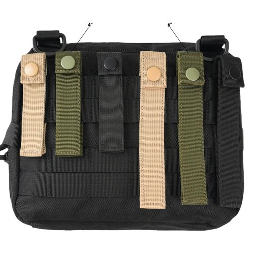 VEPKOIT Molle Strap 6 inch, Tactical Molle Accessories Molle Webbing Straps, Military Molle Attachment Clips Snap Strap for Backpack, Outdoor Nylon Thumb Molle Panel Straps (4, Black)