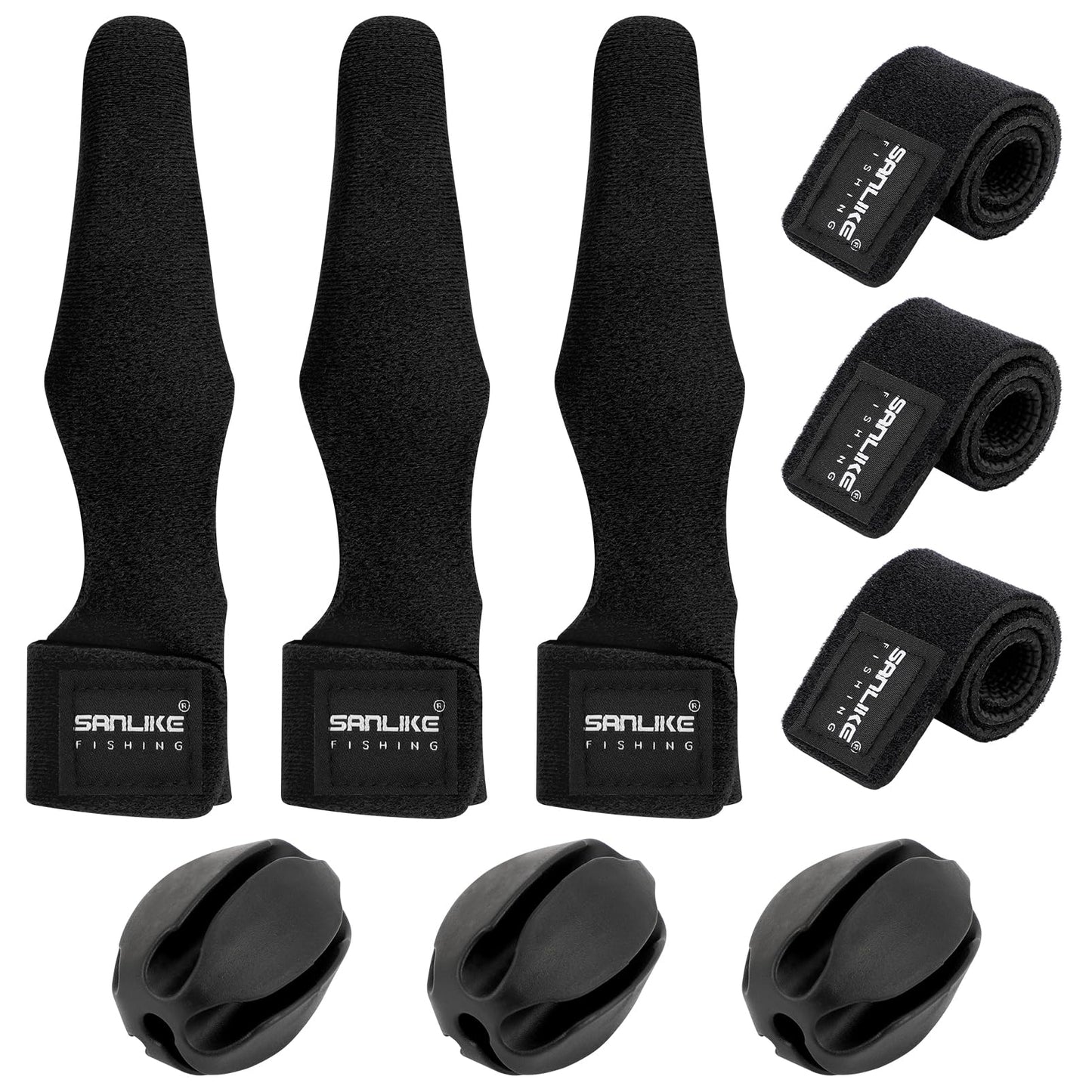 9 Pcs Fishing Rod Tip Covers Set Fishing Rod Wrap Strap Rubber Fishing Rod Fixed Ball Expandable Neoprene Fishing Pole Sleeve Cover Stretchy Fishing Straps Tackle Ties 5Hole Fishing Rod Bundler Holder