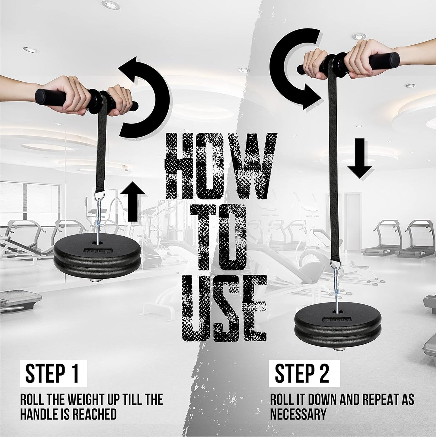 Yes4All Wrist and Forearm Blaster - Wrist Roller & Forearm Roller for Training, Workout - Wrist/Arm Blaster - Fit 1-inch Standard & 2-inch Olympic Weight Plates