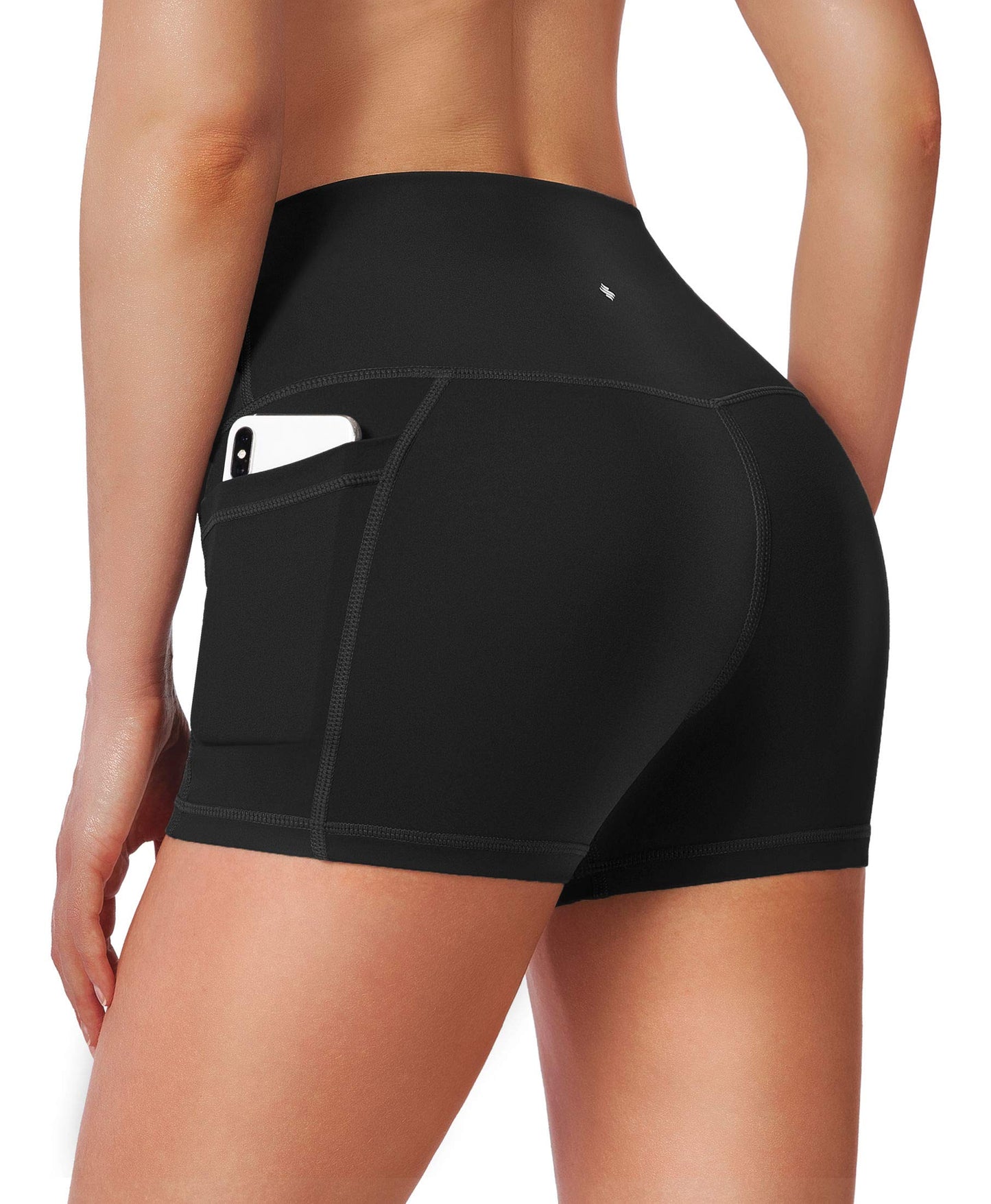 Soothfeel Women's High Waist Yoga Shorts with Side Pockets Tummy Control Running Gym Workout Biker Shorts for Women 5" /3"(3" Black, M)