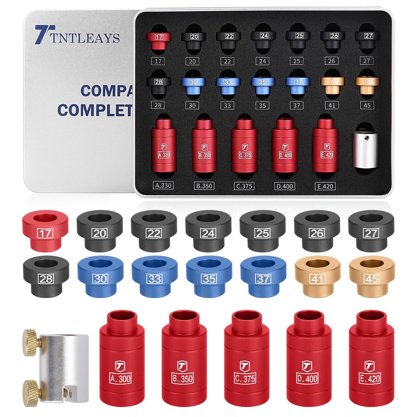 Headspace Gauge, 19 Piece Headspace Comparator Kit for .17 to .45 Caliber, Reloading Supplies and Equipment Measuring Caliber Tool, with Storage Tin Case, Gifts for Men