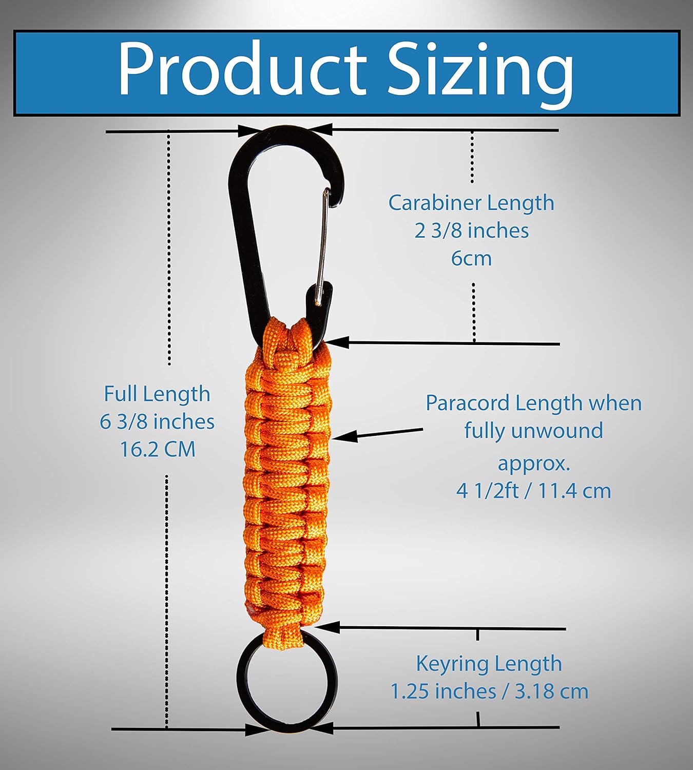 Paracord Lanyard Keychain with Carabiner Hook and Key ring